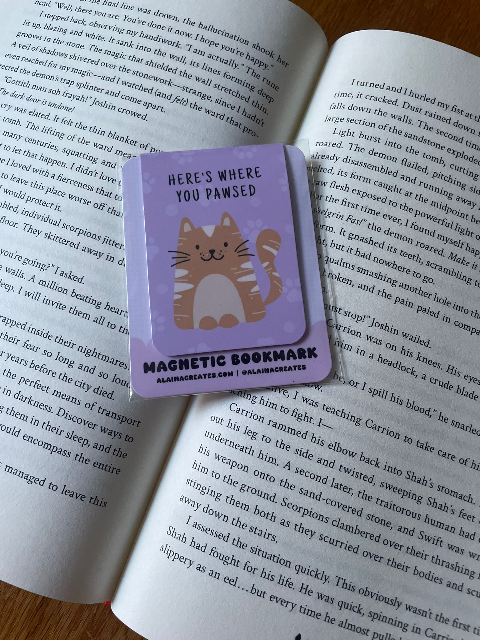 Magnetic Bookmark - Heres where you pawsed cat